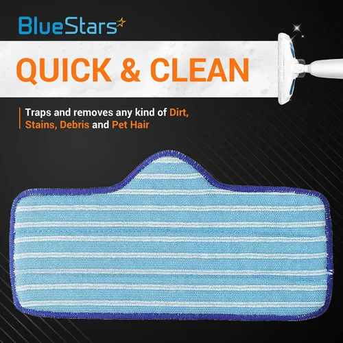 Vista 2 de BlueStars Paquete de 8 almohadillas de microfibra compatibles con limpiadores de vapor Dupray Neat – Duradero, reutilizable y lavable a máquina