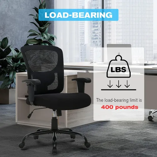Vista 8 de HCY Silla de oficina grande y alta, silla de escritorio, 400 libras, silla de malla para computadora para personas pesadas, silla de escritorio