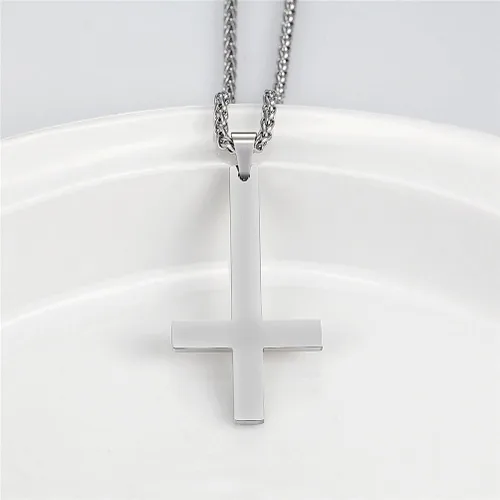 Vista 4 de PROSTEEL Satanic Jewelry Upside Down Cross Necklace for Men Women, 316L Stainless Steel925 Sterling Silver Inverted CrossLeviathan Cross Pendant