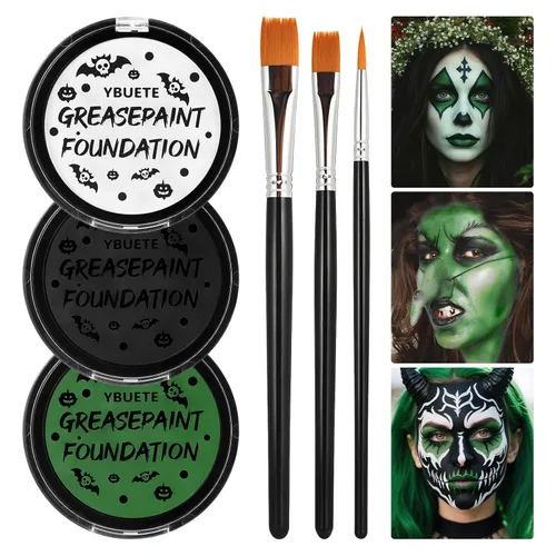 Vista 9 de YBUETE Kit de pintura facial a base de aceite negro, blanco y gris para gris+negro+blanco