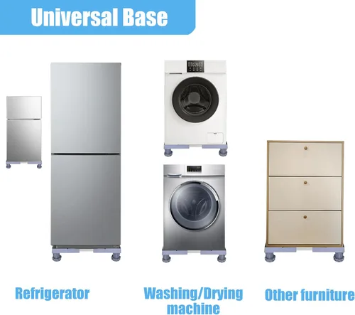 Vista 5 de Mini soporte de nevera ajustable para muebles, rodillo móvil, base multifuncional para lavadora, secadora, refrigerador, pedestal de lavandería, 4