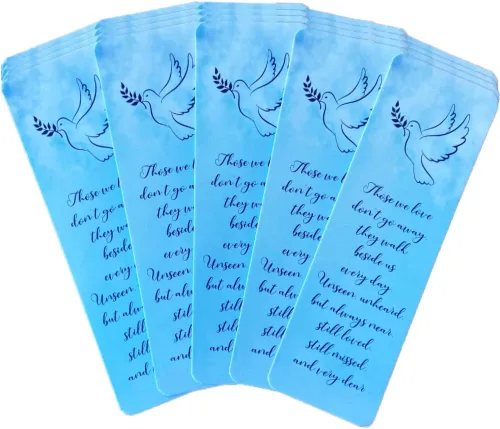 Vista 5 de Marcadores de ángel con poema de condolencia, recuerdos funerarios para invitados, juego a granel de 20 unidades, entrega en celebración de la vida