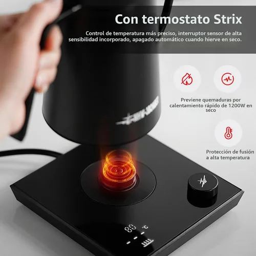 Vista 2 de MHW-3BOMBER Hervidor eléctrico de cuello de cisne, tetera de control de temperatura de ± 1 ℉ con pantalla LED y flujo vertical de 90°, sin BPA