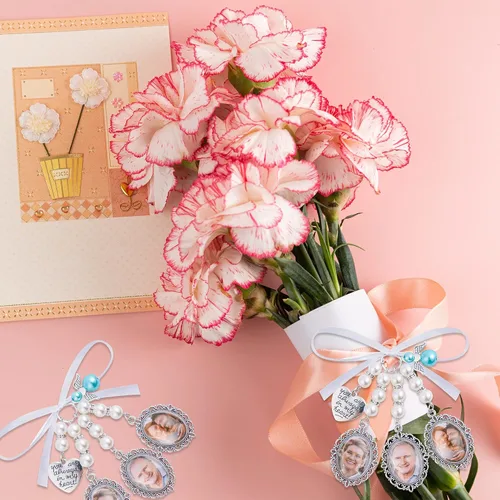 Vista 5 de Wedding Bouquet Photo Charms Bridal Lacy Oval Bridal Charm You are Always in My Heart DIY Bouquet Picture Charm