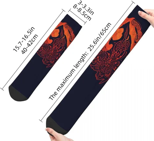 Vista 4 de Viking Fenrir - Calcetines deportivos para hombre, calcetines deportivos negros de lobo nórdico para 9-12, calcetines deportivos cómodos