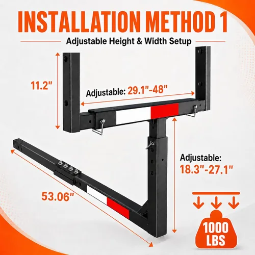Vista 3 de Soporte de enganche extensor de caja de camión, ajustable 2 en 1