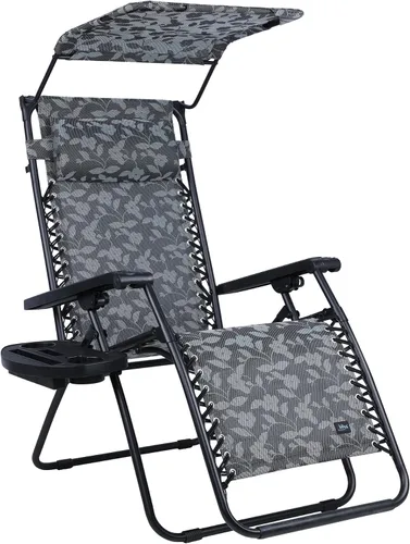 Vista 12 de Bliss Hammocks - Silla de gravedad cero con toldo y bandeja lateral, Jacquard café