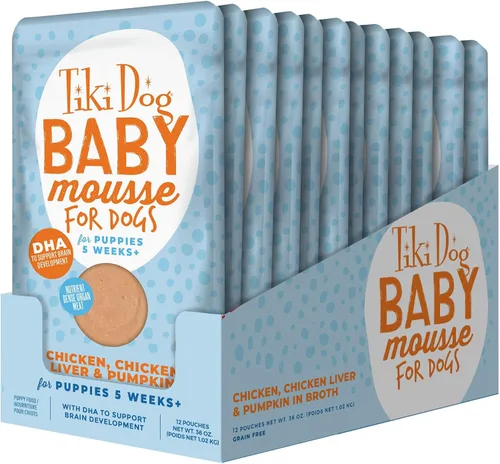 Vista 2 de Tiki Dog Baby Mousse - Comida húmeda para perros, pollo, bolsa de 3 onzas (12 unidades)
