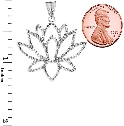 Vista 5 de Colgante de plata de ley con diseño de flor de loto y filigrana