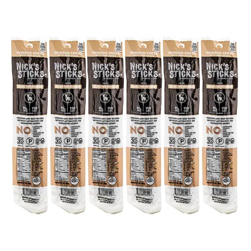 Vista 12 de Nick's Sticks 100% de carne de res alimentada con hierba - sin gluten - aprobados para paleo, keto, whole30 - sin azúcar, soya, antibióticos u