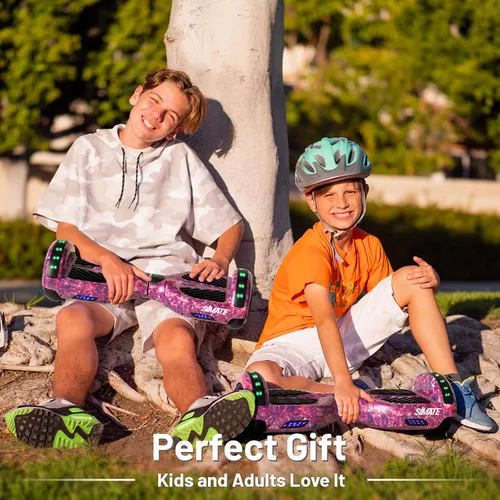 Vista 7 de SIMATE Scooter con accesorio de asiento, tablas de equilibrio automático de 6.5 pulgadas con altavoces Bluetooth y luces LED para niños, adultos