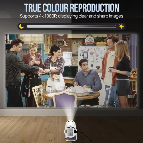 Vista 2 de Proyector mejorado con WiFi 6 y Bluetooth Mini Teatro de video inteligente portátil 4K HD 1080P Pantalla para exteriores Película Monitor de TV