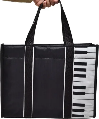 Vista 4 de PUNK Piano Keys Music Tote Bag With 5mm sponge Waterproof Oxford Cloth Handbag Shopping Bag with Magnetic Snaps Buckle