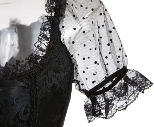 Vista 4 de Corsé de princesa renacentista con mangas fruncidas florales elegantes para mujer