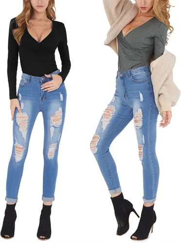 Vista 5 de MANGOPOP Body de manga corta para mujer, con cuello en V profundo, cuello en V profundo