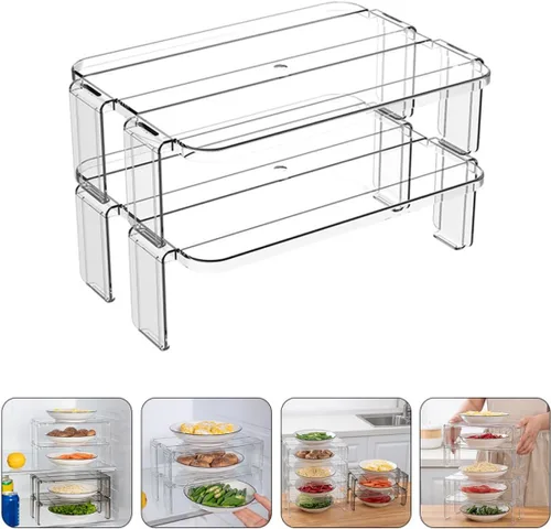 Vista 9 de Organizador de 2 piezas para nevera Lazy Susan, mini soporte para nevera, lado de almacenamiento del refrigerador