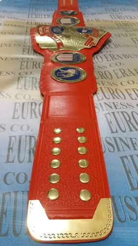 Vista 2 de Nueva réplica NWA United States Champion Belt Tamaño adulto, placas de metal y bolsa