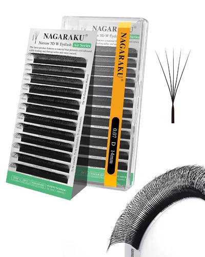 Vista 328 de NAGARAKU Extensiones de pestañas prefabricadas en abanico 3D W 0.05 C 0.315 0.05-C 3D W