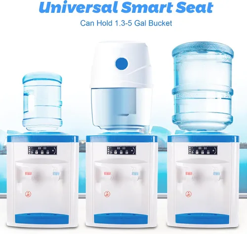 Vista 2 de Dispensador de enfriador de agua de carga superior, dispensador eléctrico de agua fría caliente de escritorio de 5 galones, agua hirviendo con Azul