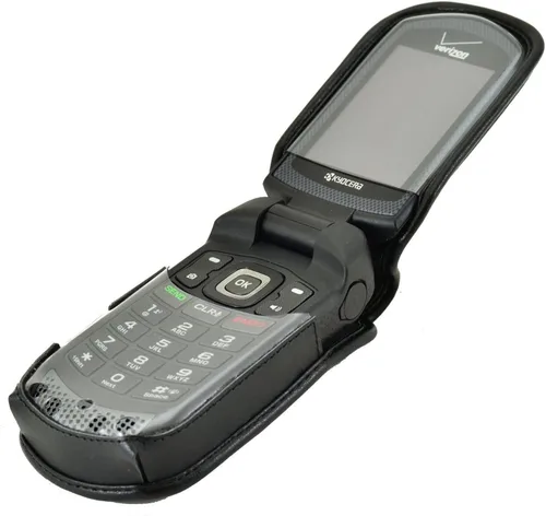 Vista 4 de Turtleback Funda ajustada para Kyocera DuraXV Flip Phone Negro Cuero Giratorio Clip de Cinturón Desmontable