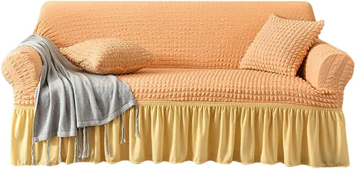 Vista 11 de Funda para sofá de 1 pieza para sofá de 1, 2, 3, 4, con falda, duradera, lavable, de alta elasticidad, fácil ajuste, protector universal de muebles