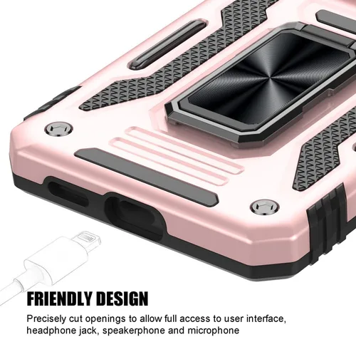Vista 4 de Funda para Samsung Galaxy S24, a prueba de golpes, con cubierta deslizante para cámara y soporte de anillo giratorio + protector de pantalla