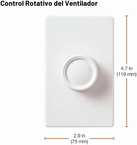 Vista 5 de Lutron FSQ-2FH-DK Electronics - Control giratorio de velocidad de ventilador de encendido/apagado, 1 perilla blanca y 1 marfil incluida