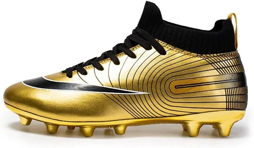 Vista 2 de Botines de fútbol de grado profesional botas de fútbol unisex de alta calidad con picos y suelas de suela dorada para entrenamiento en exteriores e