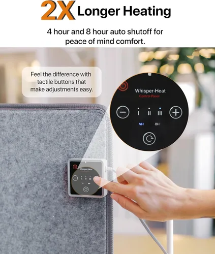 Vista 3 de WHISPERHEAT Calentador para debajo del escritorio, silencioso y energéticamente eficiente, calentador personal debajo del escritorio para piernas