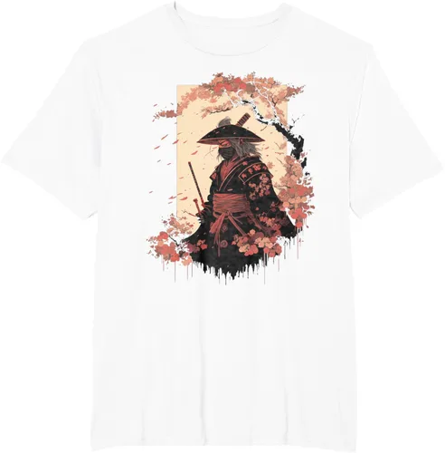 Vista 57 de Camiseta estética vintage samurái de arte japonés samurái retro cereza, Negro