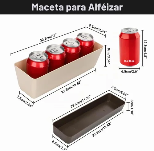 Vista 2 de GREANER Macetero para alféizar de ventana, 1 paquete de 12 x 3.8 pulgadas rectangular de hierbas con bandeja, moderna maceta de plástico
