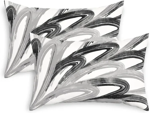 Vista 11 de CaliTime Juego de 2 fundas de almohada decorativas de vellón de dos tonos con plumas abstractas para sofá, cama, decoración de casa rural, 16 x 16