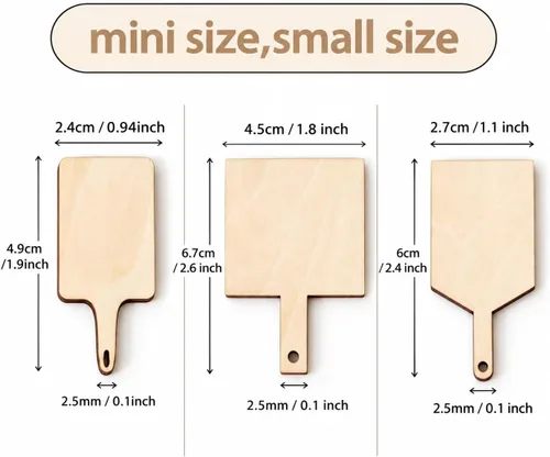 Vista 9 de 30 piezas Mini tabla de cortar de madera con mango, tabla de cortar en blanco sin terminar