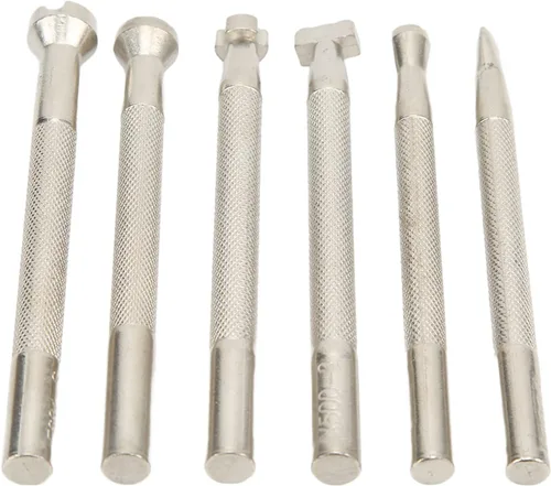Vista 5 de 6 Pcs Leather Stamping Tools Set, Stainless Steel Leather Stamp Punch, Professional Leather Crafting Tools with Flat Bottom for Accurate Printing