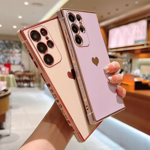Vista 148 de phylla Funda de teléfono compatible con Samsung Galaxy A12 de 6.5 pulgadas, lindo corazón chapado en oro, elegante funda de lujo para mujer
