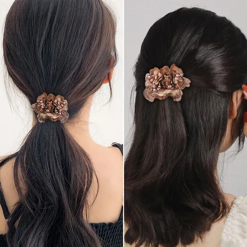 Vista 6 de 4 bandas elásticas para el cabello con diamantes de imitación para mujer, bandas elásticas para el cabello con diamantes de imitación, ligas