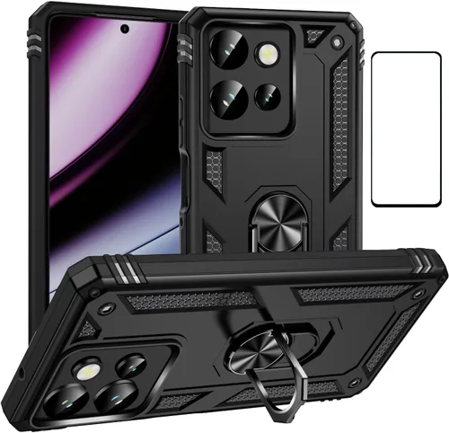 Vista 102 de Funda para Xiaomi POCO X3 NFC /X3 Pro con protector de pantalla, armadura de protección militar híbrida resistente a prueba de golpes, funda Negro