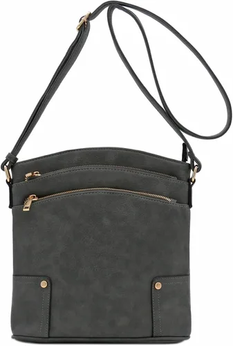 Vista 22 de Bolso cruzado grande con triple bolsillo con cremallera.