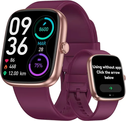 Vista 8 de DAVIKO Rastreador de actividad física para personas mayores, no requiere aplicación/teléfono, pantalla táctil HD de 1.83 pulgadas, reloj de fitness