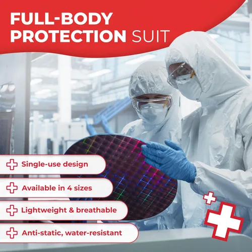 Vista 2 de Ever Ready First Aid Traje cubierto microporoso desechable del mono con las muñecas elásticas, tobillos elásticos, cintura elástica y capucha