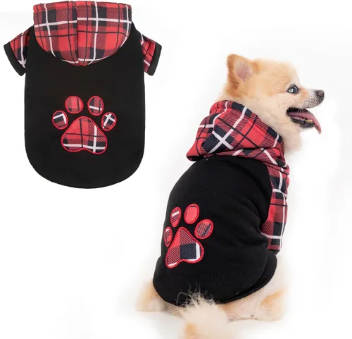 Vista 35 de KOOLTAIL Sudadera a cuadros con capucha, con gorro y bolsillo, para perros pequeños, medianos y grandes y gatos, abrigo suave y cálido para invierno