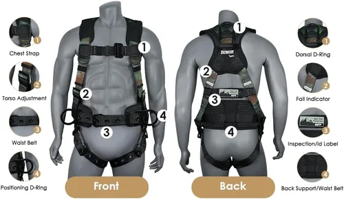 Vista 3 de AFP Demon Fall Protection Comfortable Safety Harness (OSHA/ANSI PPE)