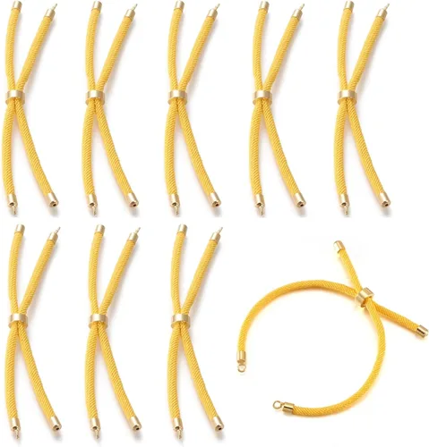 Vista 17 de 10 piezas de pulseras de cordón trenzado de nylon para hacer pulseras deslizantes ajustables con accesorios de latón dorado para accesorios de Negro
