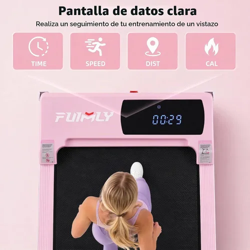 Vista 5 de Funmily - Caminadora portátil 3 en 1 con control remoto, pantalla LED, capacidad de 300 libras, no requiere montaje Rosa
