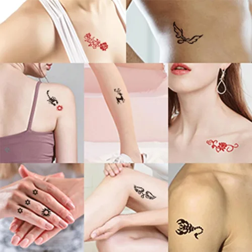 Vista 5 de Kit de plantillas de tatuaje de henna reutilizables para hombres y mujeres, más de 423 plantillas de tatuaje, plantilla de tatuaje con aerógrafo