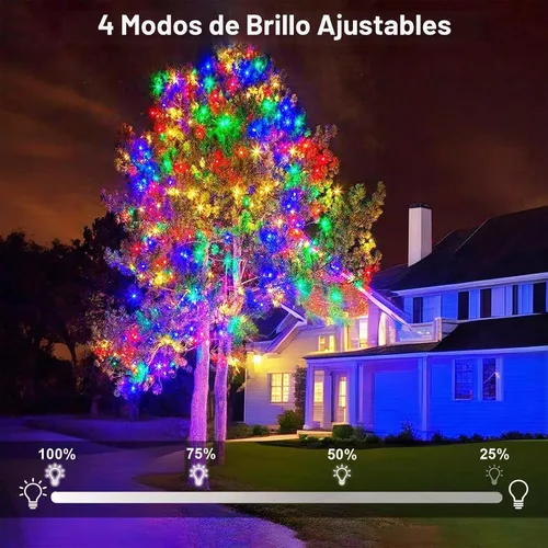 Vista 6 de Guirnalda de 400 luces LED en racimo – 19.56 pies de luces impermeables multicolor para exteriores, tira de luces enchufables para interiores