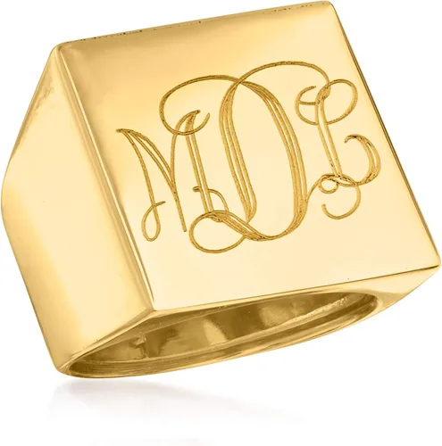 Vista 4 de Ross-Simons Anillo cuadrado personalizado de oro amarillo italiano de 14 quilates, Oro, no conocido