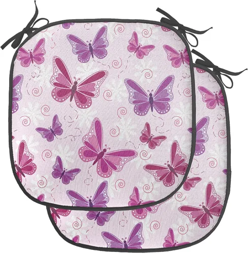 Vista 137 de Ambesonne Cojín de asiento para silla de flores, detalles florales con hojas y remolinos, estampado artístico romántico y vívido y vibrante