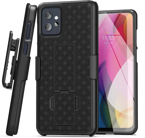 Vista 7 de Encased Funda de cinturón para Moto G Power 5G (modelo 2023) Funda delgada con clip para funda de teléfono (negro)
