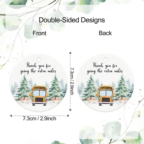 Vista 2 de Adornos de autobús escolar, regalos de conductor de autobús para hombres, mujeres, 2.9 pulgadas, cerámica de agradecimiento, regalo para decoración
